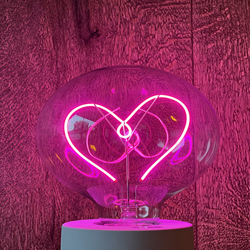 Heart Pink LED Bulb Home Bar Pub  